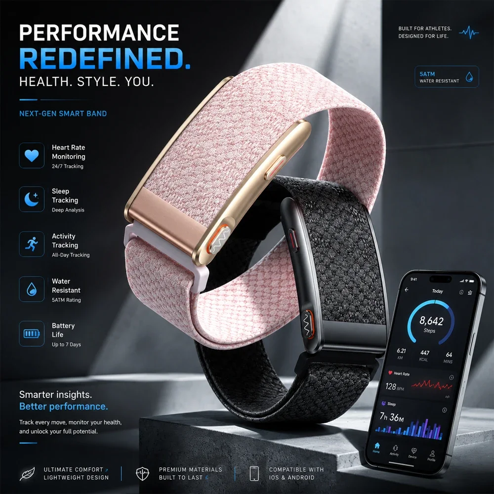 Health Wellness App - ساعة ذكية جديدة بدون شاشة لتتبع